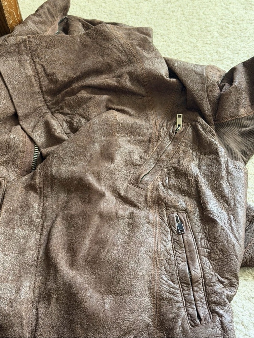 Rick Owens Brown Leather Moto Jacket - Picture 5 of 7